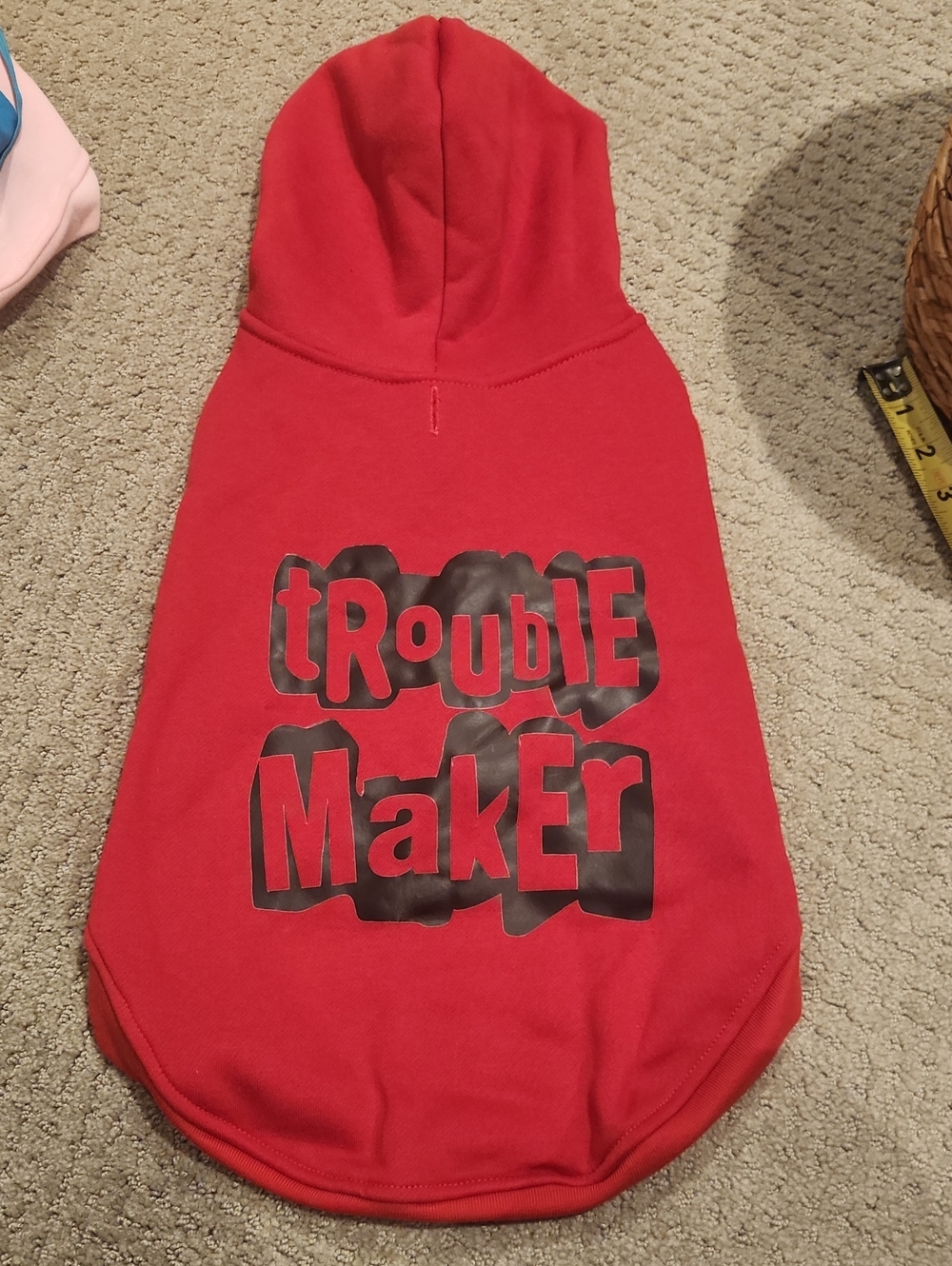 NEW Red "Trouble Maker" Graphic Dog Hoodie